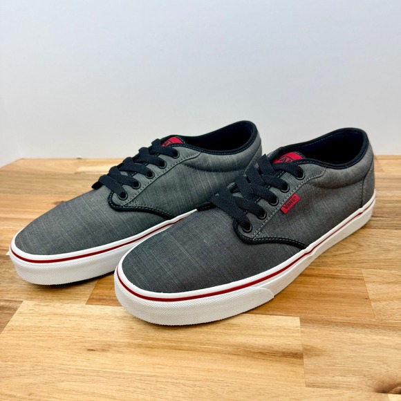 Vans Atwood Textile Dark Grey Red Mens Skate Shoes Size 11